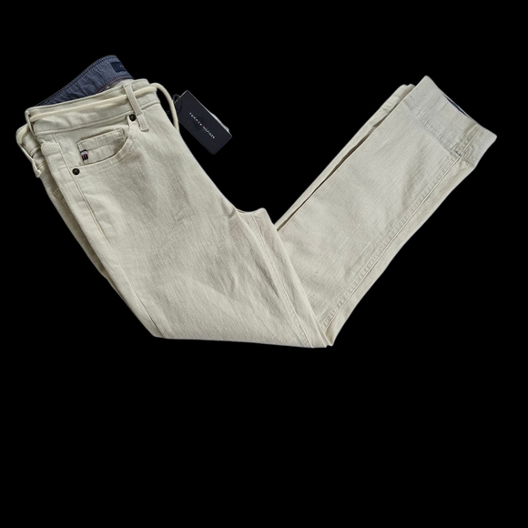 NWT Tommy Hilfiger Cream Casual Peekaboo Ankle Cuff Pants with Drawstring Sz 6 - Picture 2 of 12